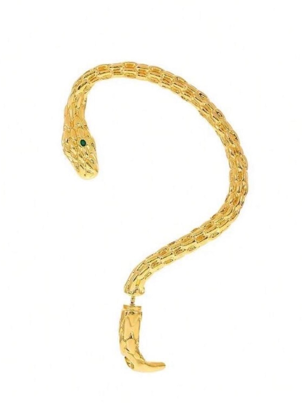 Gold Snake Wrap Ear Cuff with Green Accent - Picture 3 of 4
